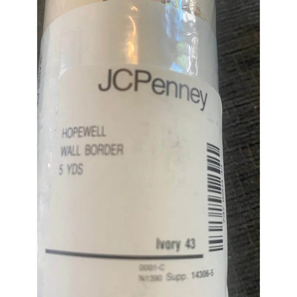 JCPenney Hopewell Wall Border Ivory Floral 5 Yards Each 4 Rolls Total 20 Yards